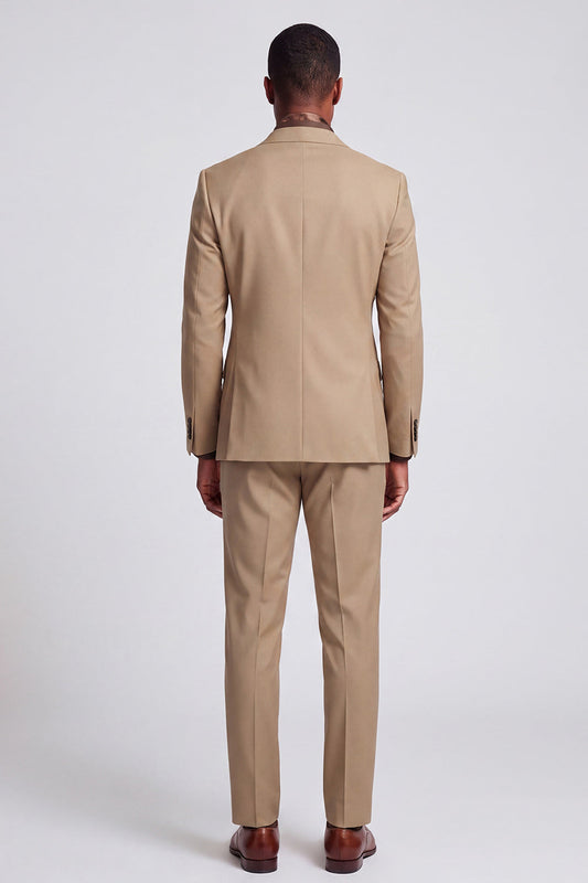 2 pièces kaki revers cranté double boutonnage costumes de bal pour hommes