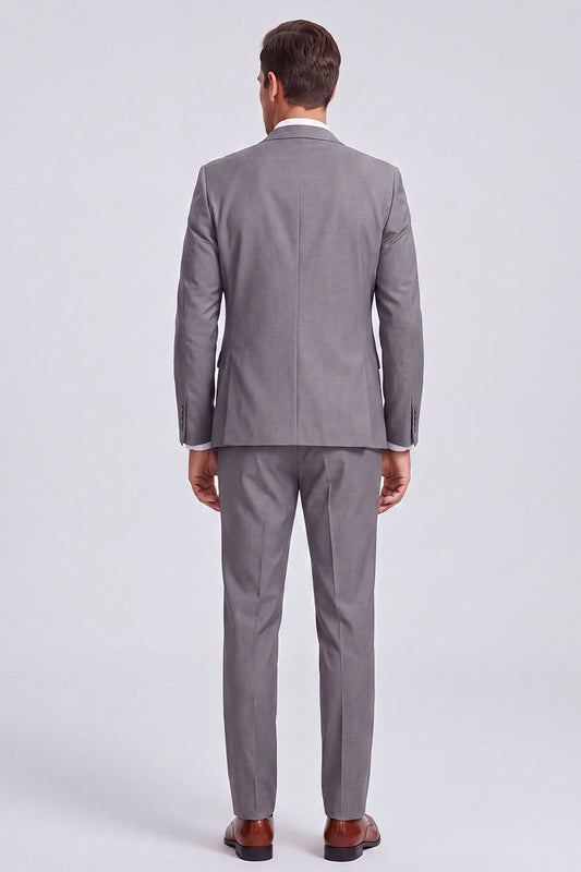 Costume de bal pour homme gris 3 pièces à revers cranté et double boutonnage