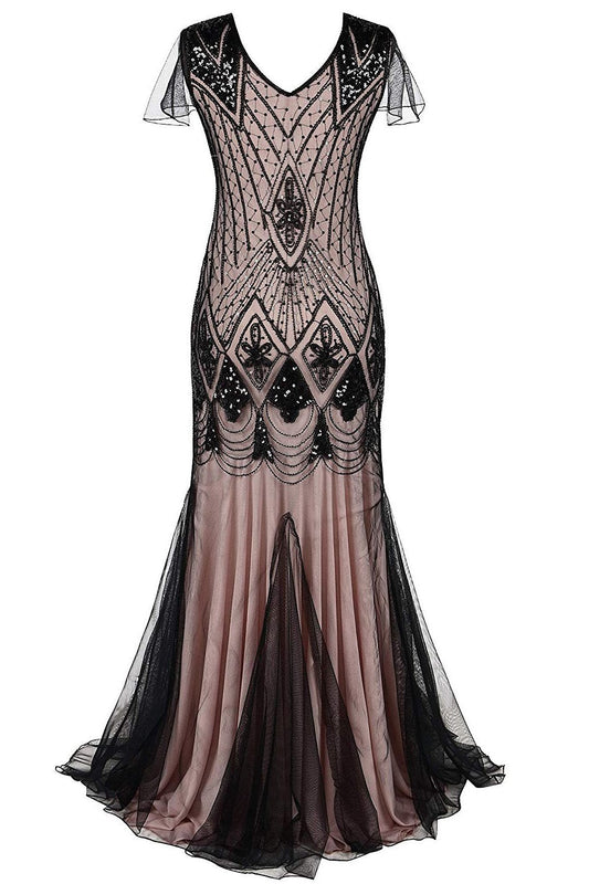Robe longue Charleston à sequins, années 20