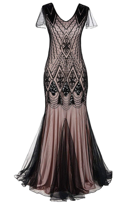 Robe longue Charleston à sequins, années 20