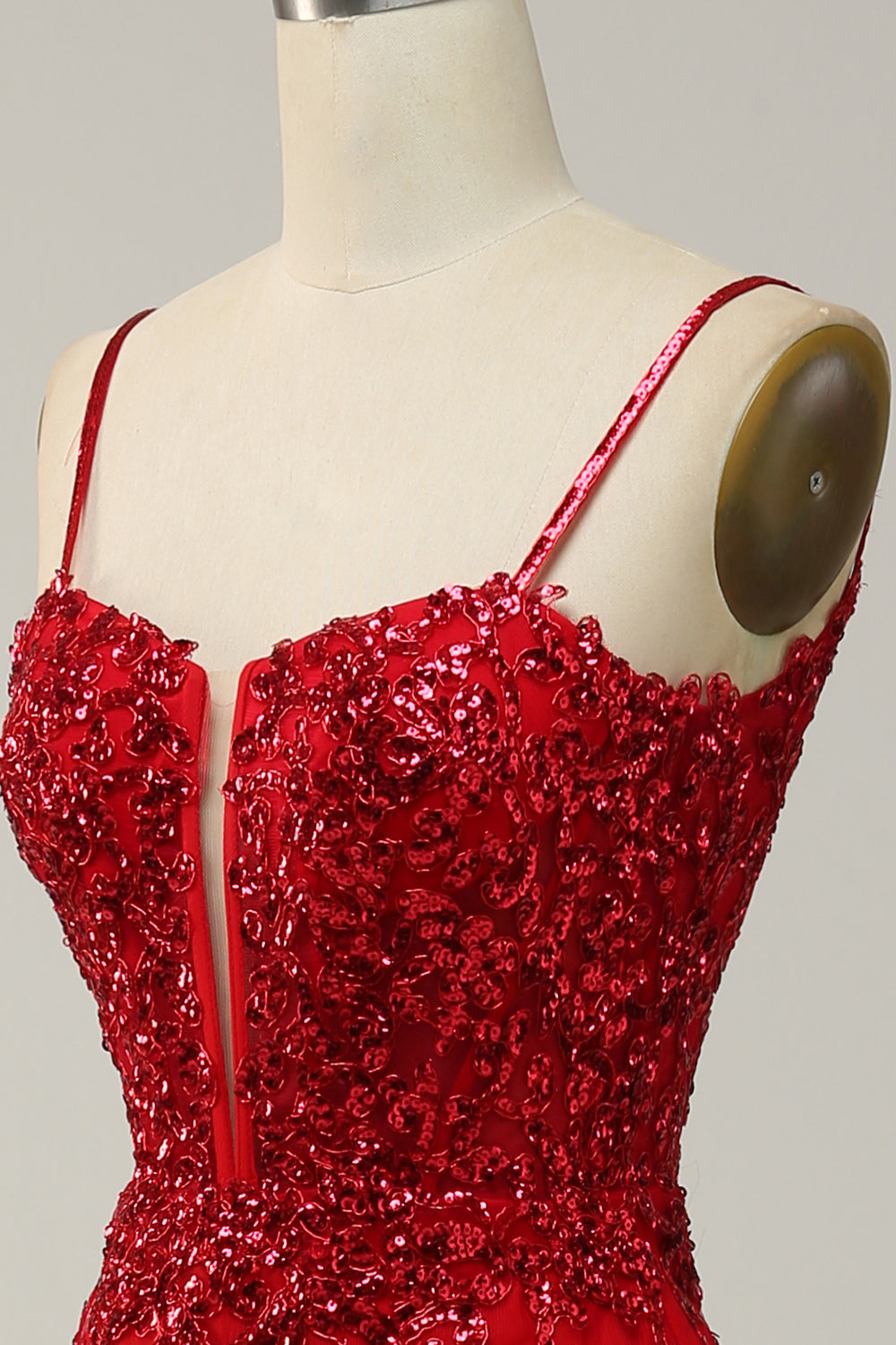 Robe de bal longue sirène à bretelles spaghetti, bleu roi, à paillettes, avec fente frontale