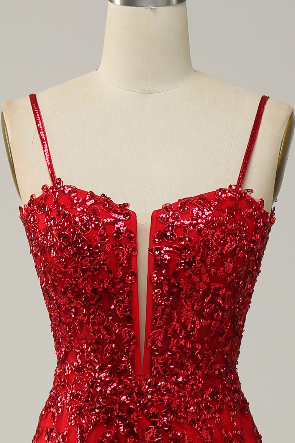 Robe de bal longue sirène à bretelles spaghetti, bleu roi, à paillettes, avec fente frontale