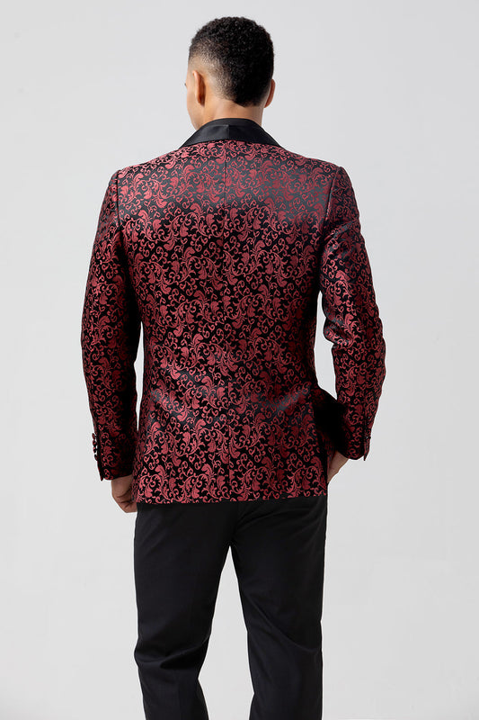 Costumes de mariage Jacquard à revers châle 2 pièces rouges pour homme