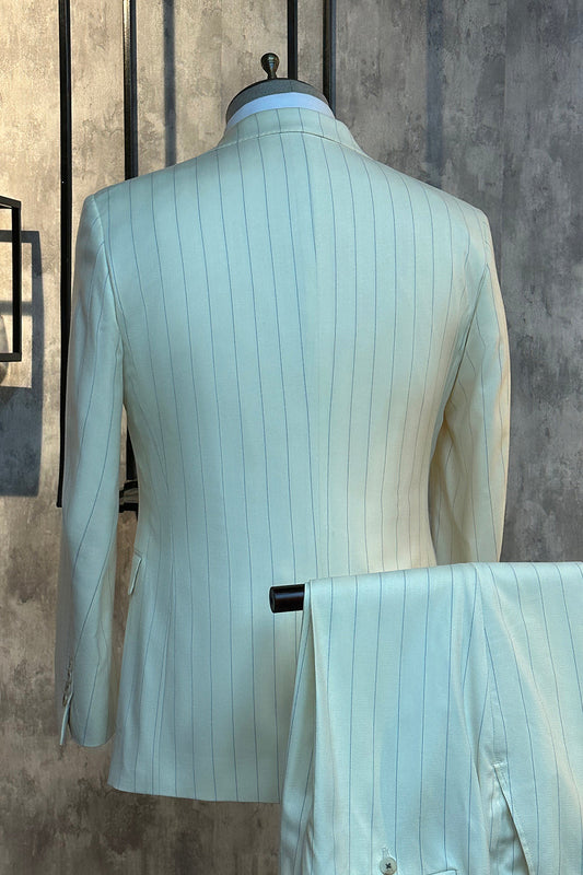 Costumes 3 pièces à rayures blanches pour hommes