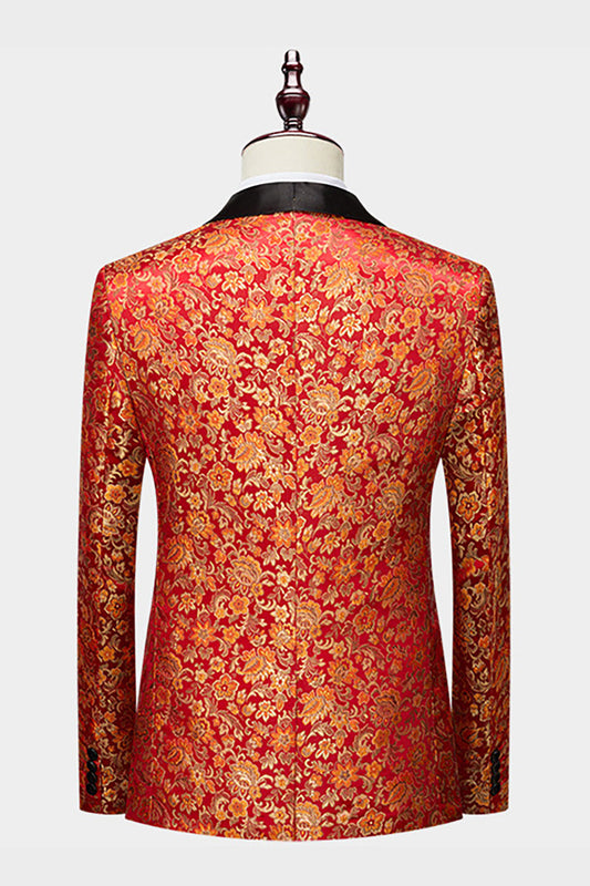 Costumes de bal pour hommes 2 pièces à revers châle orange