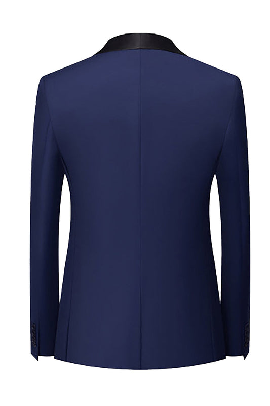 Costumes de bal pour homme 3 pièces avec revers châle bleu roi