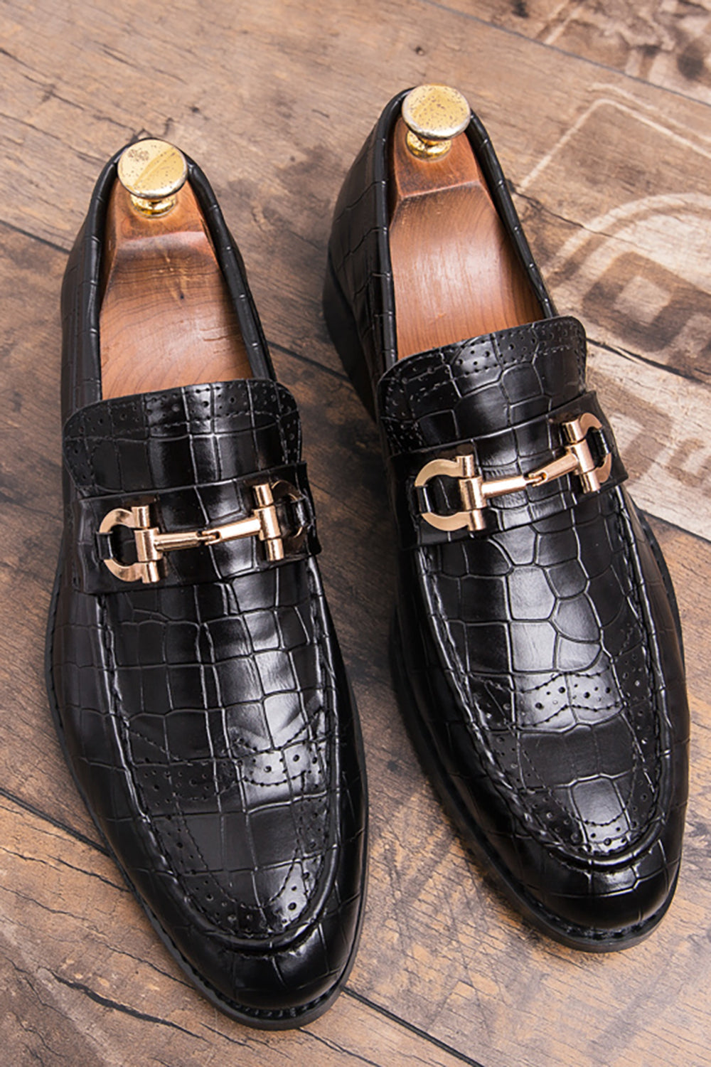 Chaussures Homme Noires Moines en Cuir à Enfiler
