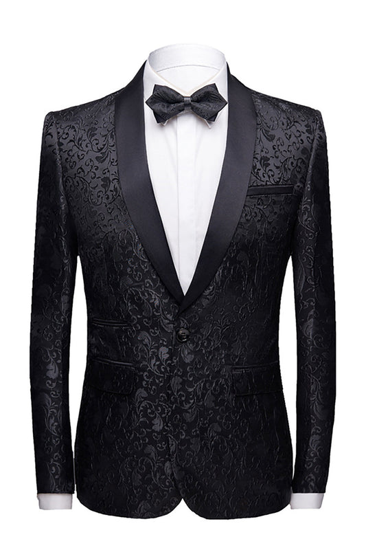 Costumes de mariage Jacquard noirs 2 pièces pour hommes