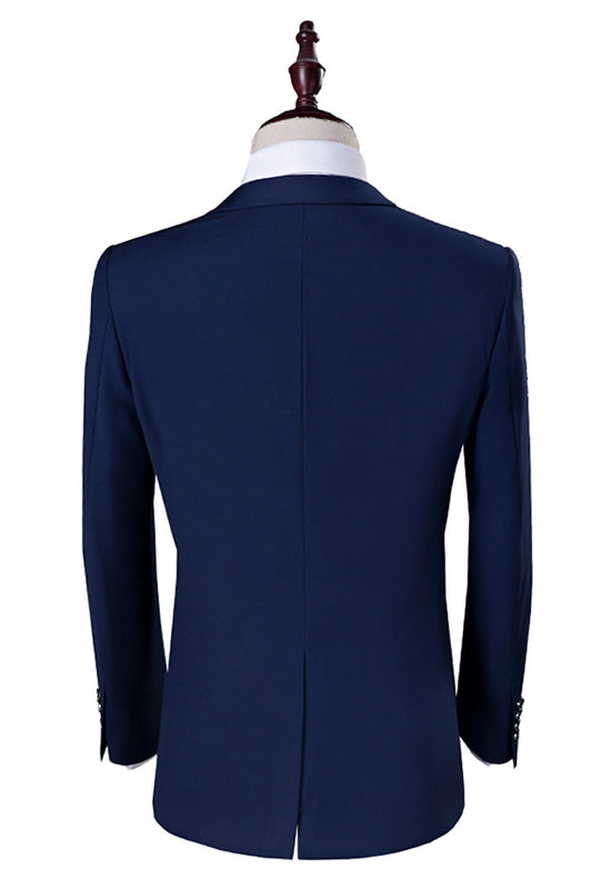 Costumes de smoking décontractés slim trois pièces bleu marine