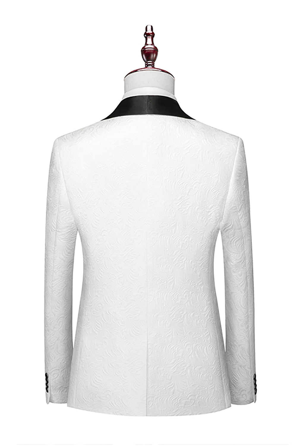 Costume trois pièces blanc à revers châle pour homme