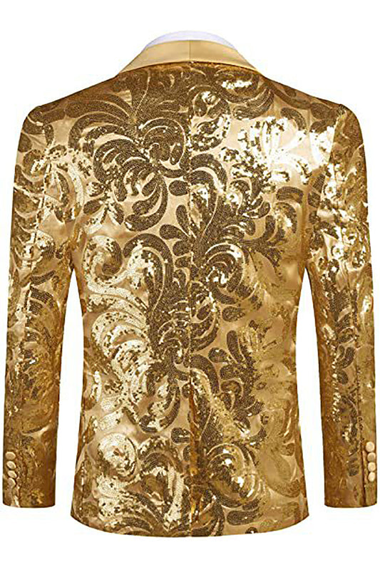 Blazer with Golden Shawl Lapels and Sequins for Men
