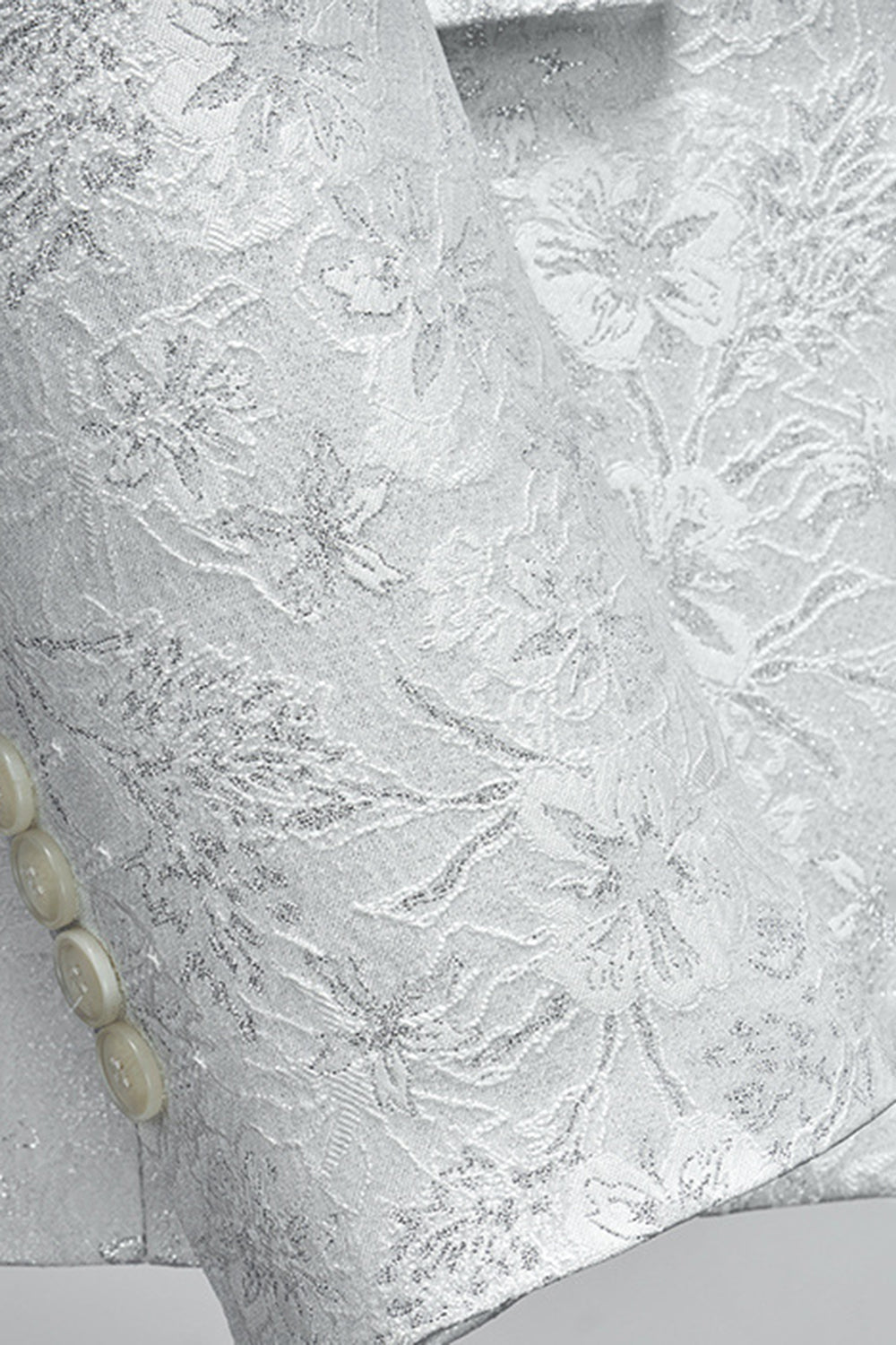 Costumes 3 pièces pour homme avec col châle jacquard blanc