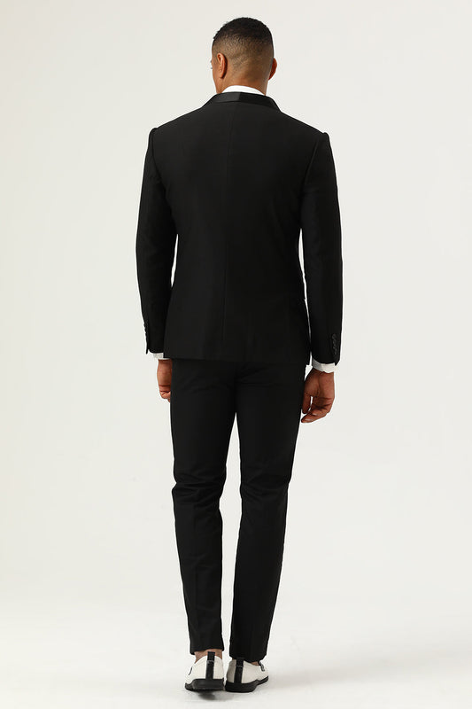 Costumes Homme 3 Pièces Revers Châle Noir Simple Boutonnage