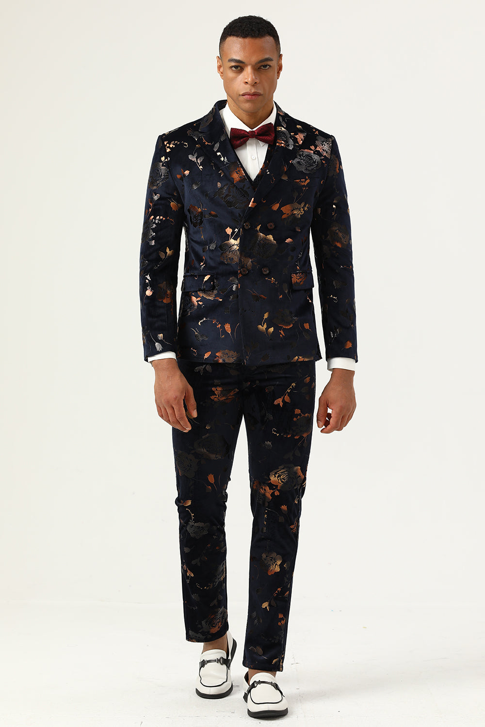 Costume de bal croisé noir pour homme à revers crantés