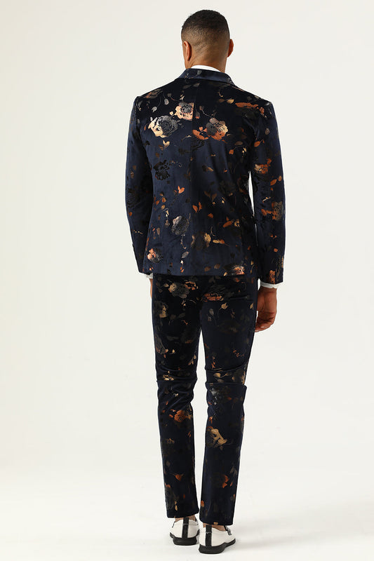 Costume de bal croisé noir pour homme à revers crantés