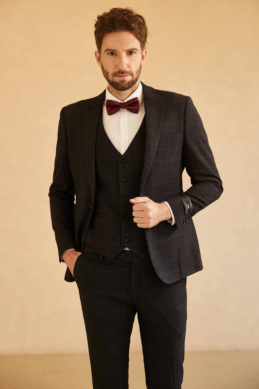 Costumes de mariage noirs à revers crantés à un bouton pour hommes