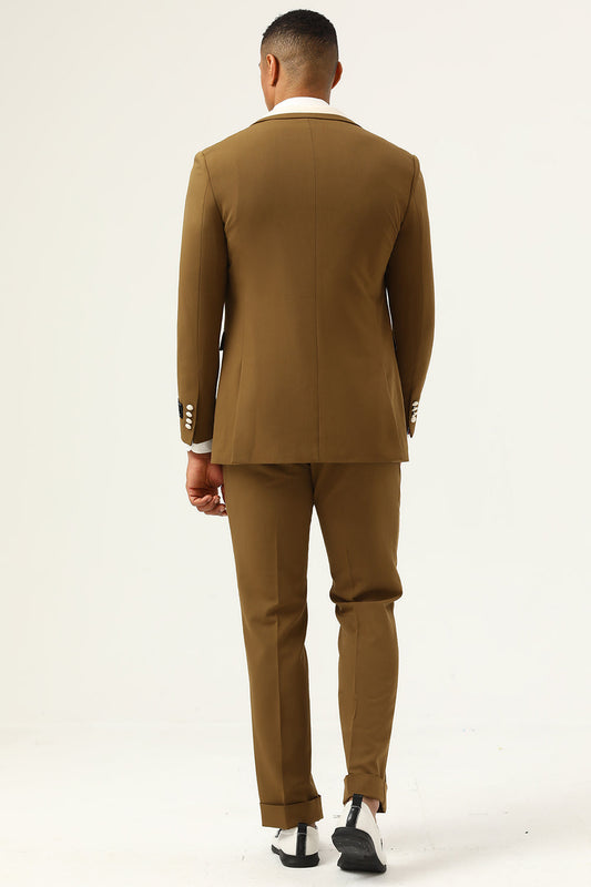Costumes de bal pour homme un bouton à revers crantés marron