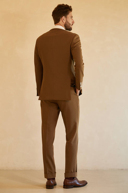 Costumes Marron Homme Un Bouton Revers Pointe