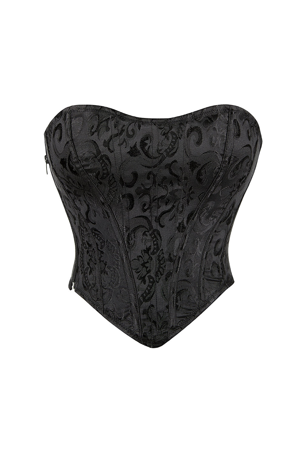 Corset serre-taille sous poitrine noir désossé