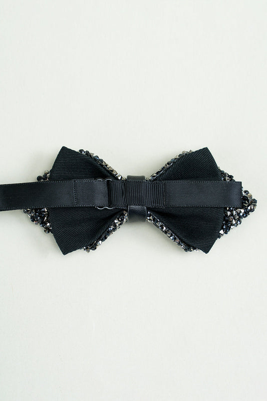 Nœuds papillon réglables noirs à strass pour soirée