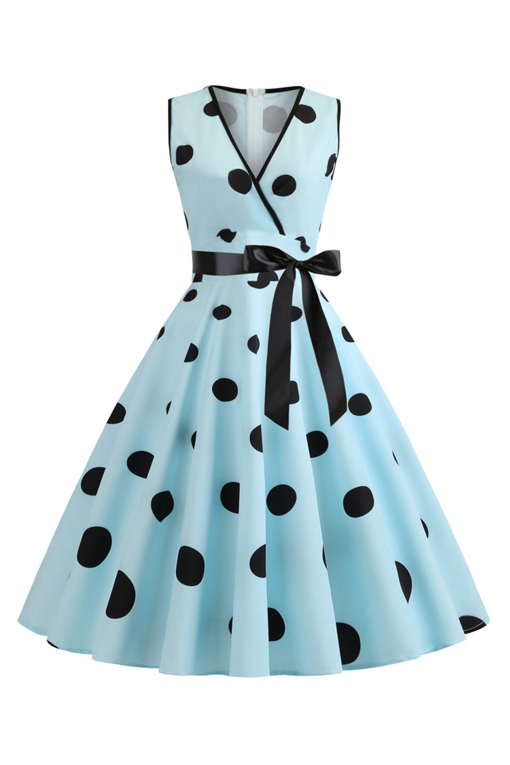 Robe vintage années 50 à pois bleu clair