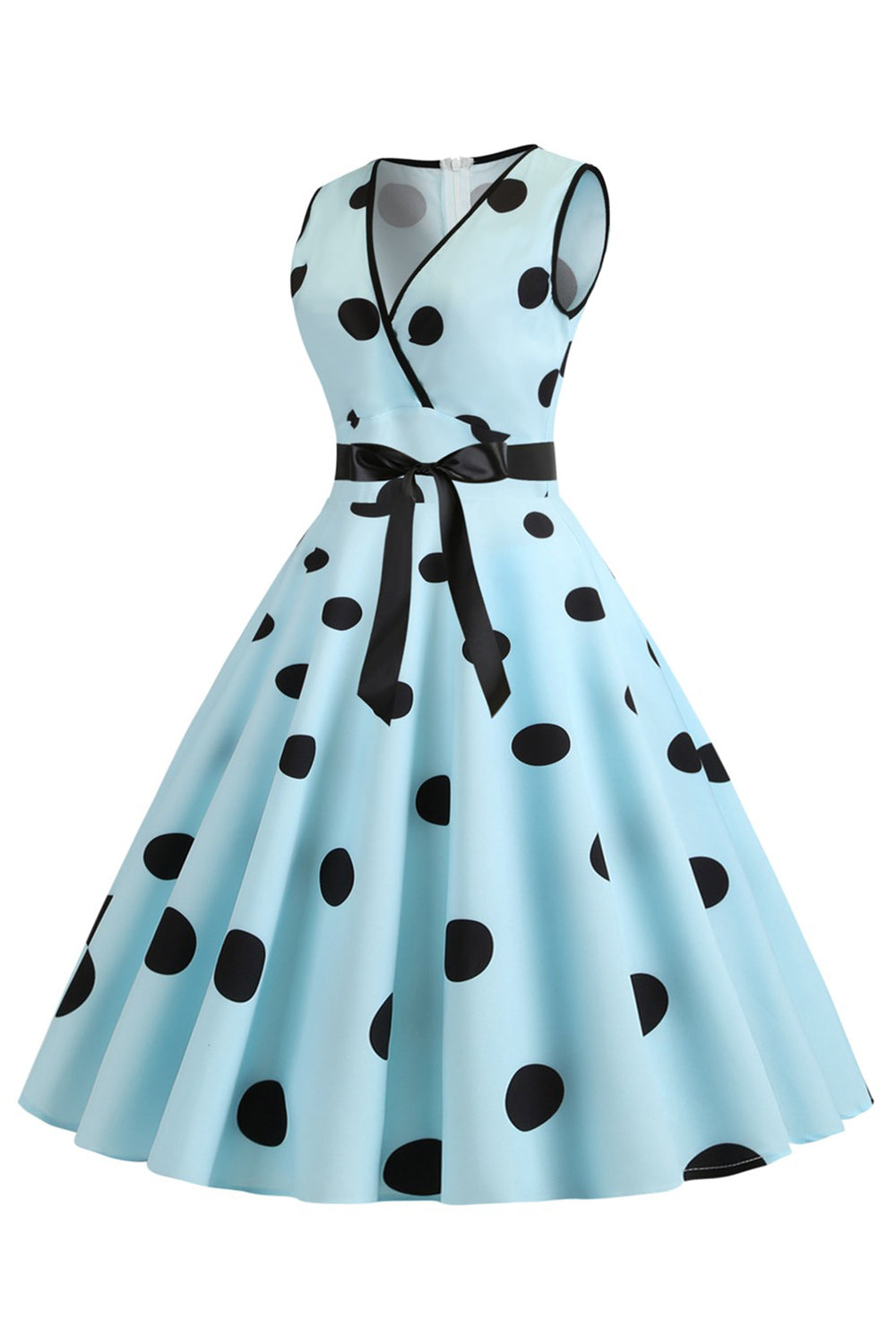 Robe vintage années 50 à pois bleu clair