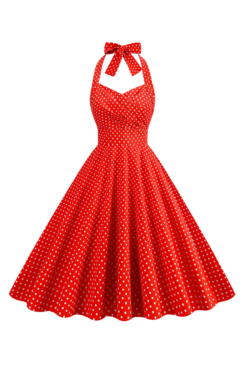 Robe Années 50 Rouge à Pois Licou