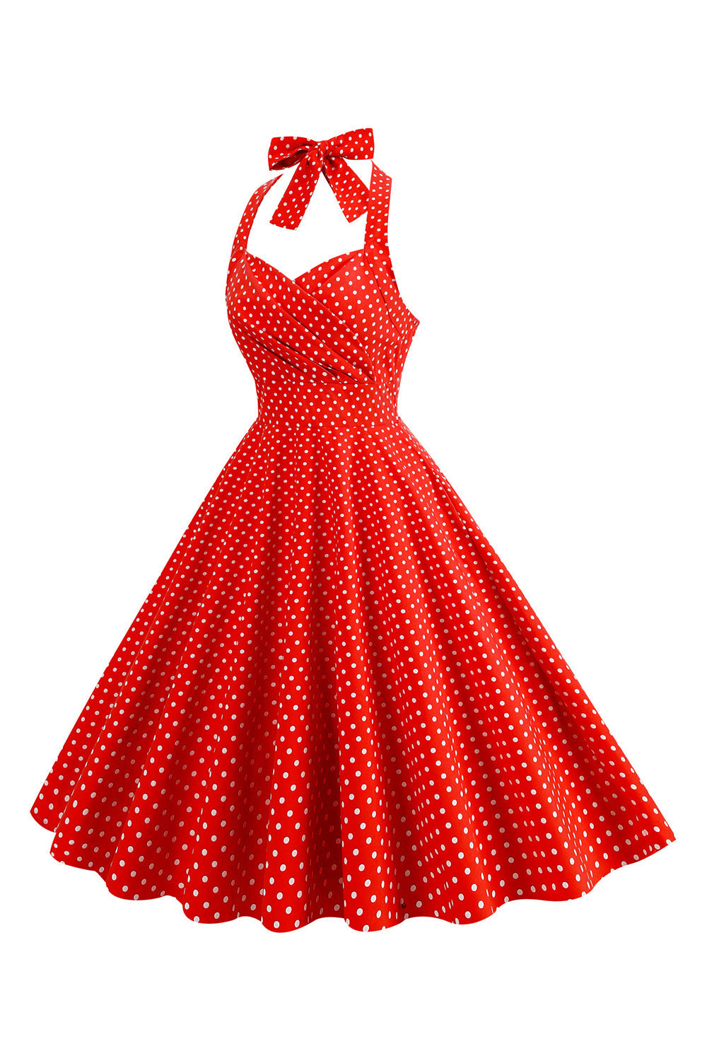 Robe Années 50 Rouge à Pois Licou
