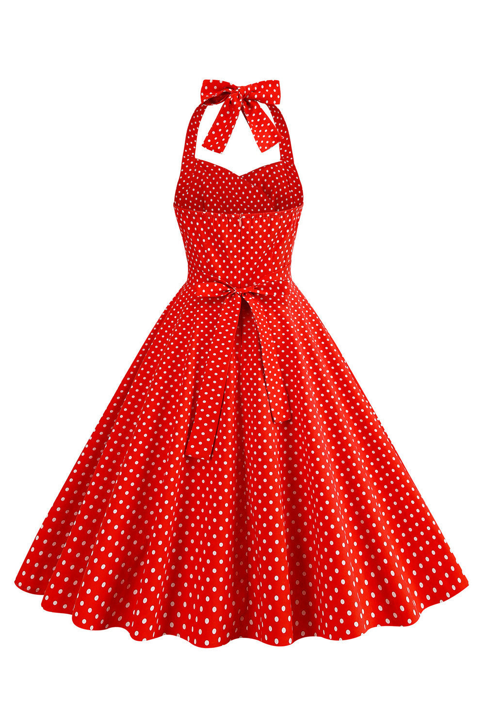 Robe Années 50 Rouge à Pois Licou