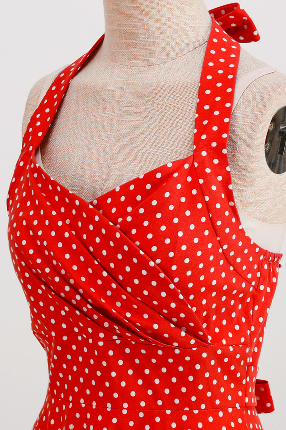 Robe Années 50 Rouge à Pois Licou