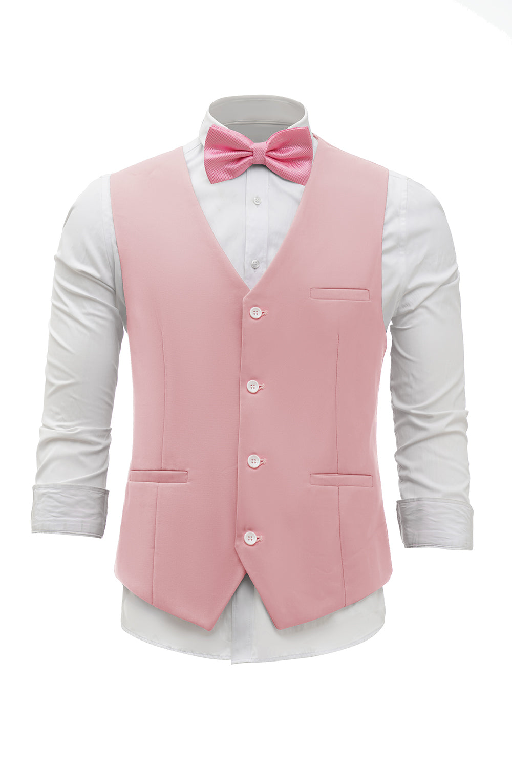 Gilet de costume homme rose simple boutonnage à revers châle