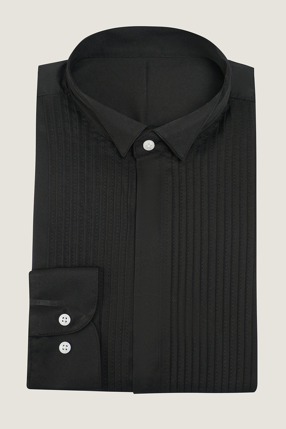Chemise de costume noire à manches longues pour homme