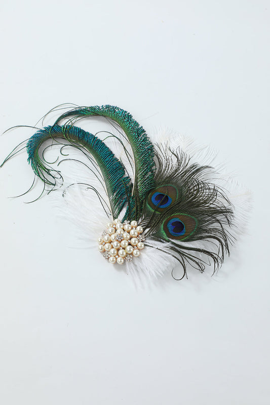 Bandeau paon vert années 1920