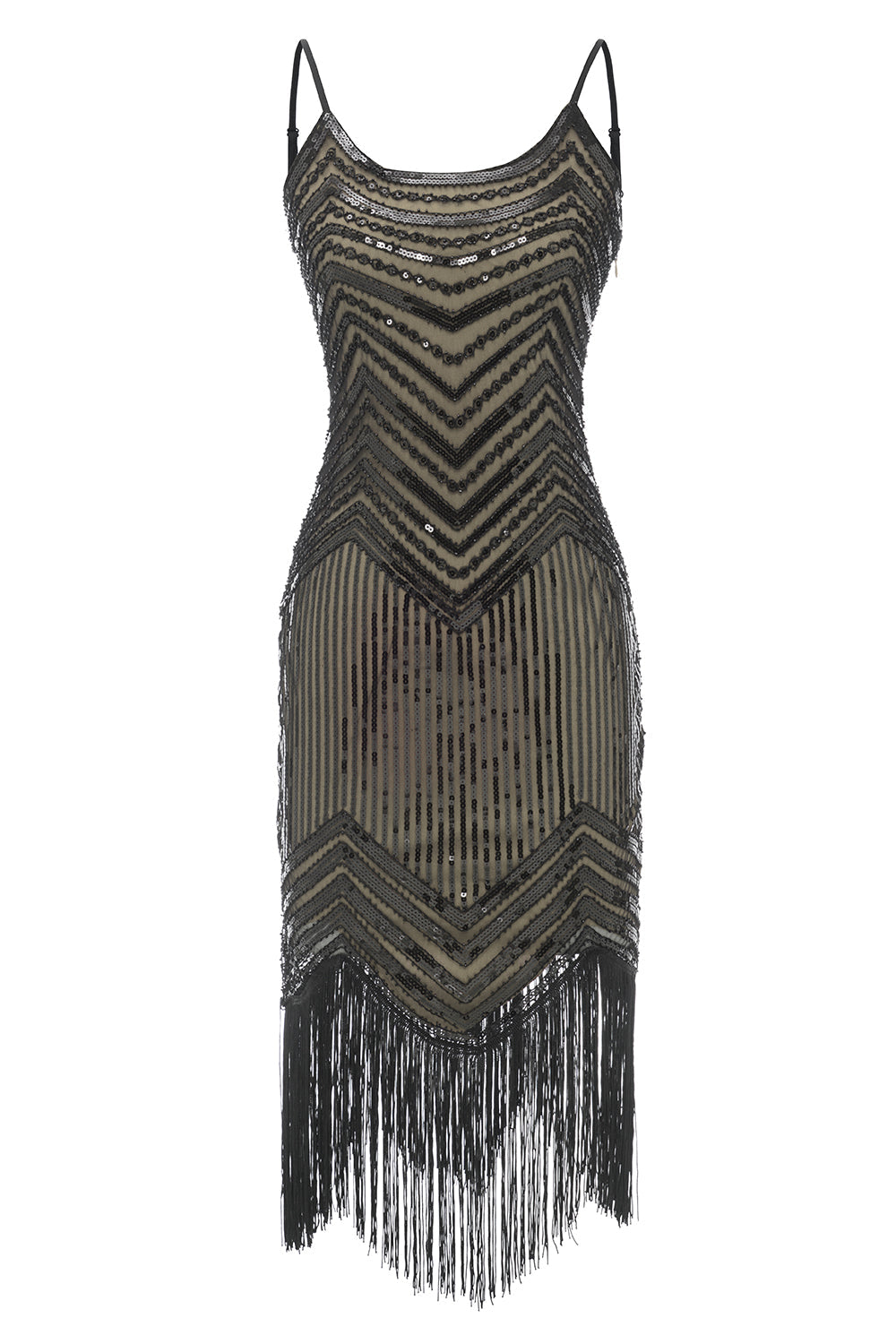 Robe noire et rouge à bretelles spaghetti style années 20