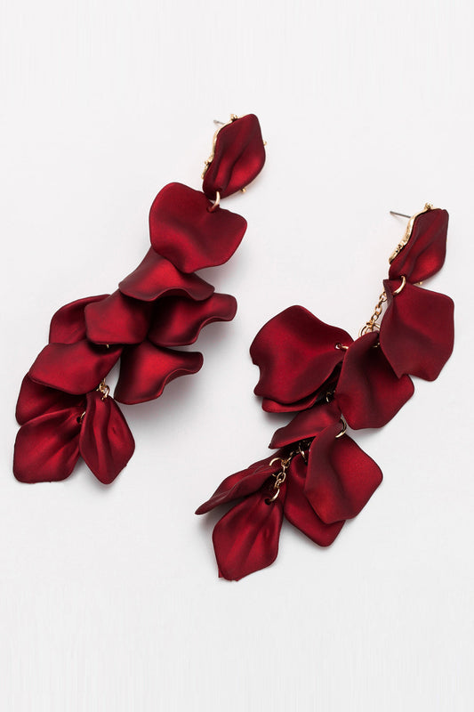 Boucles d'oreilles pendantes Pétale rouge