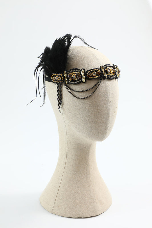 Set de cinq accessoires Flapper noir et doré années 20