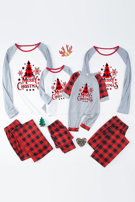 Pyjamas de Noël assortis pour toute la famille, motif écossais gris et rouge