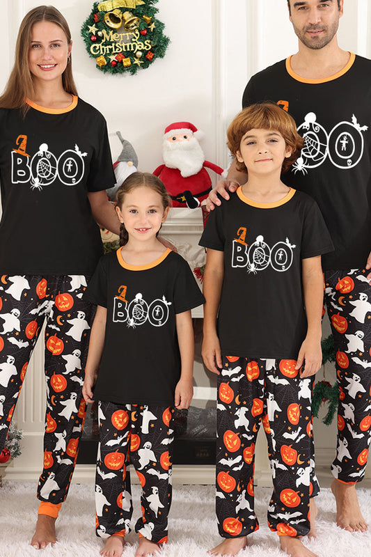 Ensemble de pyjamas d'Halloween pour la famille avec motif citrouille noire