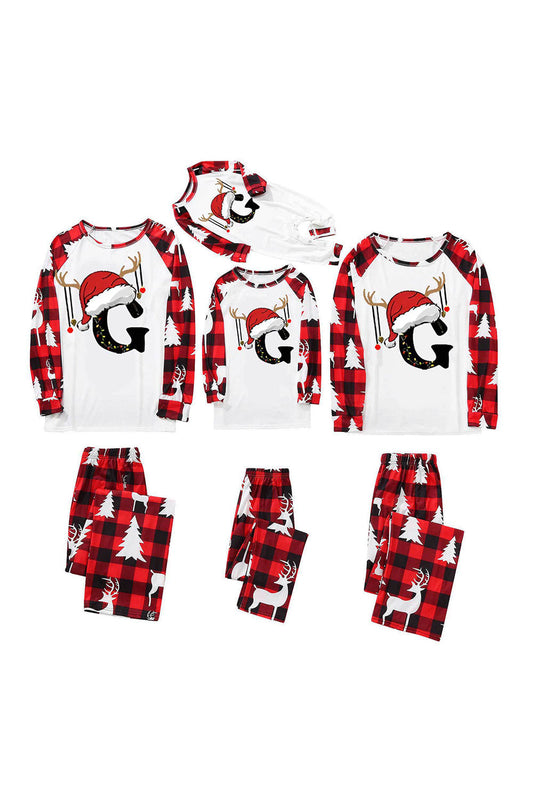 Pyjama assorti famille rouge et blanc imprimé Noël