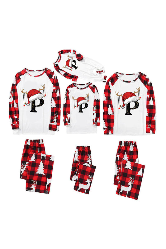 Ensemble de pyjamas de famille imprimé cerf rouge et blanc