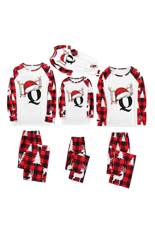 Ensemble de pyjamas de famille imprimé cerf rouge et blanc