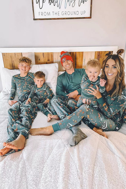 Ensemble de pyjama imprimé animal vert foncé