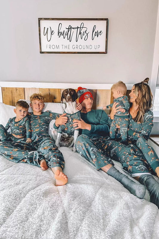Ensemble de pyjama imprimé animal vert foncé