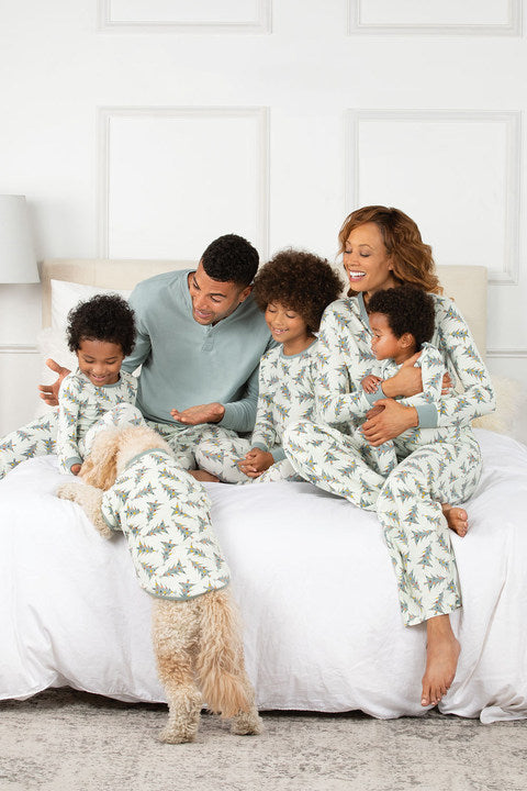 Ensemble de pyjamas de Noël assortis pour la famille avec imprimé sapin de Noël gris vert