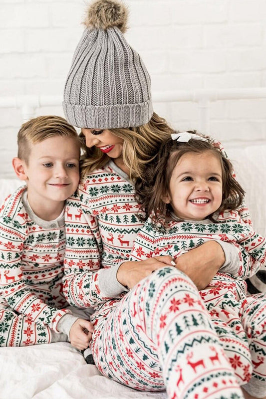 Ensembles de pyjama de Noël à manches longues imprimés flocons gris