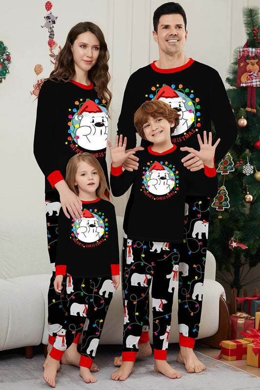 Pyjama noir à manches longues avec motif de poires, assorti pour toute la famille