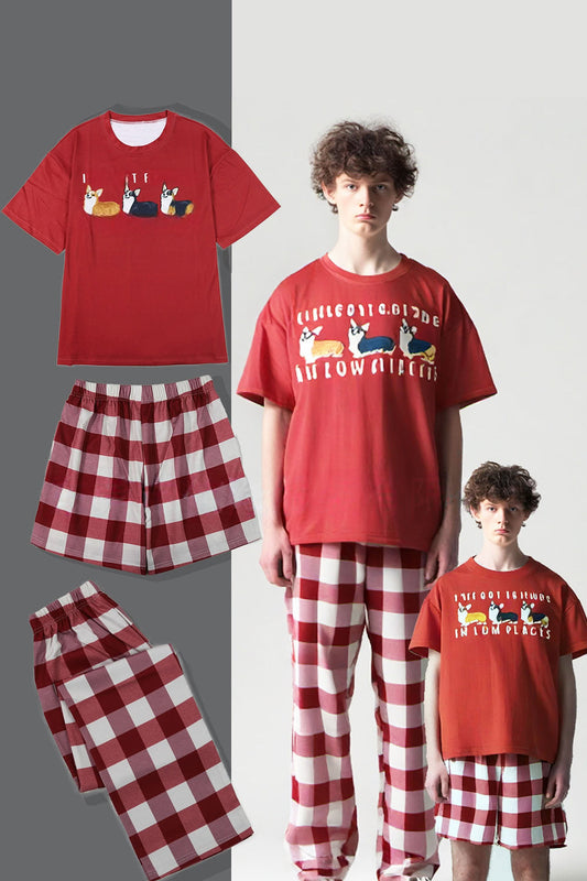 Pyjama de famille assorti Red Dog à manches courtes avec imprimé
