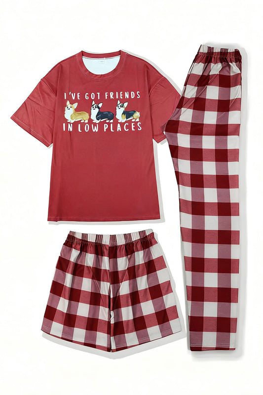 Pyjama de famille assorti Red Dog à manches courtes avec imprimé