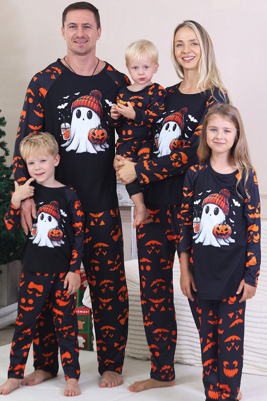 Pyjama d'Halloween familial à manches longues imprimé marine
