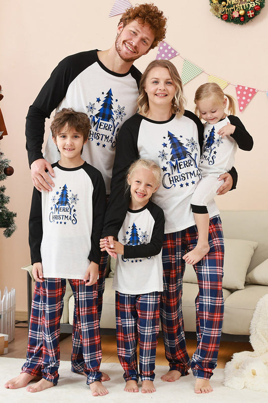 Pyjama de Noël familial imprimé Arbre noir et blanc